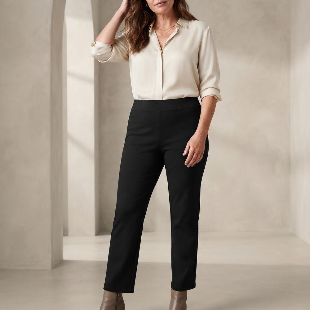 NEW Eileen Fisher plus size 2X Washable Stretch Crepe flare ankle pull on Pant